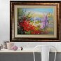 Meadow Original Oil Painting Red Poppies Impasto Floral Palette Knife Pink Purple Flowers Textured