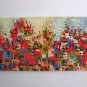 Modern Cityscape Original Oil Painting Abstract Impasto Palette knife Red Contemporary Art