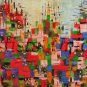 Modern Cityscape Original Oil Painting Abstract Impasto Palette knife Red Contemporary Art