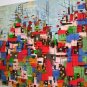 Modern Cityscape Original Oil Painting Abstract Impasto Palette knife Red Contemporary Art