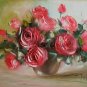 Pink Roses Original Oil Painting Impasto Still Life Palette Knife shabby Bouquet Impressionism