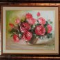 Pink Roses Original Oil Painting Impasto Still Life Palette Knife shabby Bouquet Impressionism