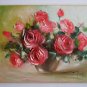 Pink Roses Original Oil Painting Impasto Still Life Palette Knife shabby Bouquet Impressionism