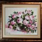 Roses Original Oil Painting Pink White Flowers Impasto Still Life Palette knife Textured Bouquet