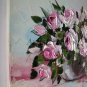 Roses Original Oil Painting Pink White Flowers Impasto Still Life Palette knife Textured Bouquet
