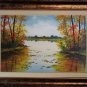 Autumn Landscape Original Oil Painting Contemporary Art Lake Trees Palette Knife Colorful Impasto