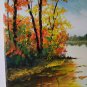 Autumn Landscape Original Oil Painting Contemporary Art Lake Trees Palette Knife Colorful Impasto