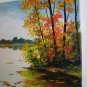 Autumn Landscape Original Oil Painting Contemporary Art Lake Trees Palette Knife Colorful Impasto