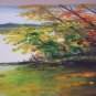 Autumn Landscape Original Oil Painting Contemporary Art Lake Trees Palette Knife Colorful Impasto