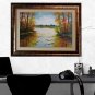 Autumn Landscape Original Oil Painting Contemporary Art Lake Trees Palette Knife Colorful Impasto