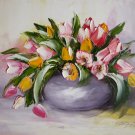 Tulips Bouquet Impasto Original Oil Painting Impressionism shabby chic colors Modern Still Life