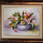 Tulips Bouquet Impasto Original Oil Painting Impressionism shabby chic colors Modern Still Life