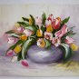 Tulips Bouquet Impasto Original Oil Painting Impressionism shabby chic colors Modern Still Life