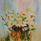 Summer Flowers Original Oil Painting Impasto Still Life Pink Orange Impressionistic EU Artist