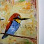 Two Birds Original Oil Painting Fine Bird Art Textured Linen Nursery Duet Impression EU Artist