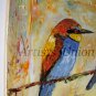 Two Birds Original Oil Painting Fine Bird Art Textured Linen Nursery Duet Impression EU Artist