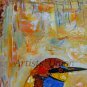 Two Birds Original Oil Painting Fine Bird Art Textured Linen Nursery Duet Impression EU Artist