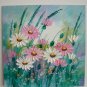 Pink White Daisies Original Oil Painting Meadow Daisy Lavender Impasto Palette Knife Textured Art