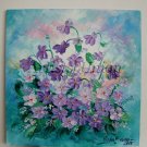 Violets Original Oil Painting Impasto Purple Flowers Textured Palette Knife Fine Art