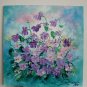 Violets Original Oil Painting Impasto Purple Flowers Textured Palette Knife Fine Art
