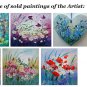 Violets Original Oil Painting Impasto Purple Flowers Textured Palette Knife Fine Art