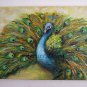 Peacock Original Oil Painting Palette Knife Textured Impasto Green Bird Contemporary Art