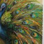 Peacock Original Oil Painting Palette Knife Textured Impasto Green Bird Contemporary Art