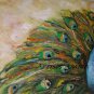 Peacock Original Oil Painting Palette Knife Textured Impasto Green Bird Contemporary Art