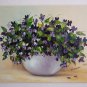 Violets Original Oil Painting Stile Life Purple Wild Flowers Bouquet Palette Knife Impressionism