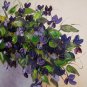 Violets Original Oil Painting Stile Life Purple Wild Flowers Bouquet Palette Knife Impressionism