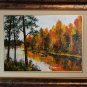 Colorful Autumn Landscape Original Oil Painting, Forest River Modern Art, Palette Knife Impasto