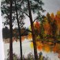 Colorful Autumn Landscape Original Oil Painting, Forest River Modern Art, Palette Knife Impasto