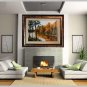 Colorful Autumn Landscape Original Oil Painting, Forest River Modern Art, Palette Knife Impasto
