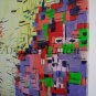 Large Abstract Original Oil Painting, Modern Cityscape Landscape, Purple, Blue Contemporary Fine Art