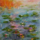 Water Lilies Original Oil Painting Pond Landscape Lake Palette Knife Fine Art Impressionism