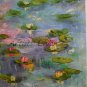 Water Lilies Original Oil Painting Pond Landscape Lake Palette Knife Fine Art Impressionism