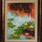 Water Lilies Original Oil Painting Autumn Lake Lily Pad Palette Knife Fine Art Impressionism Pond