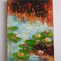 Water Lilies Original Oil Painting Autumn Lake Lily Pad Palette Knife Fine Art Impressionism Pond