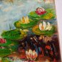 Water Lilies Original Oil Painting Autumn Lake Lily Pad Palette Knife Fine Art Impressionism Pond