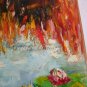 Water Lilies Original Oil Painting Autumn Lake Lily Pad Palette Knife Fine Art Impressionism Pond