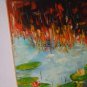 Water Lilies Original Oil Painting Autumn Lake Lily Pad Palette Knife Fine Art Impressionism Pond