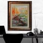 Water Lilies Original Oil Painting Lily Pad Palette Knife Fine Art Impressionism Pond