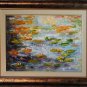 Water Lilies Original Oil Painting Pond Lily Pads Impressionism Palette Knife Fine Art