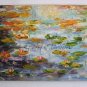 Water Lilies Original Oil Painting Pond Lily Pads Impressionism Palette Knife Fine Art