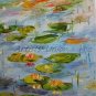 Water Lilies Original Oil Painting Pond Lily Pads Impressionism Palette Knife Fine Art