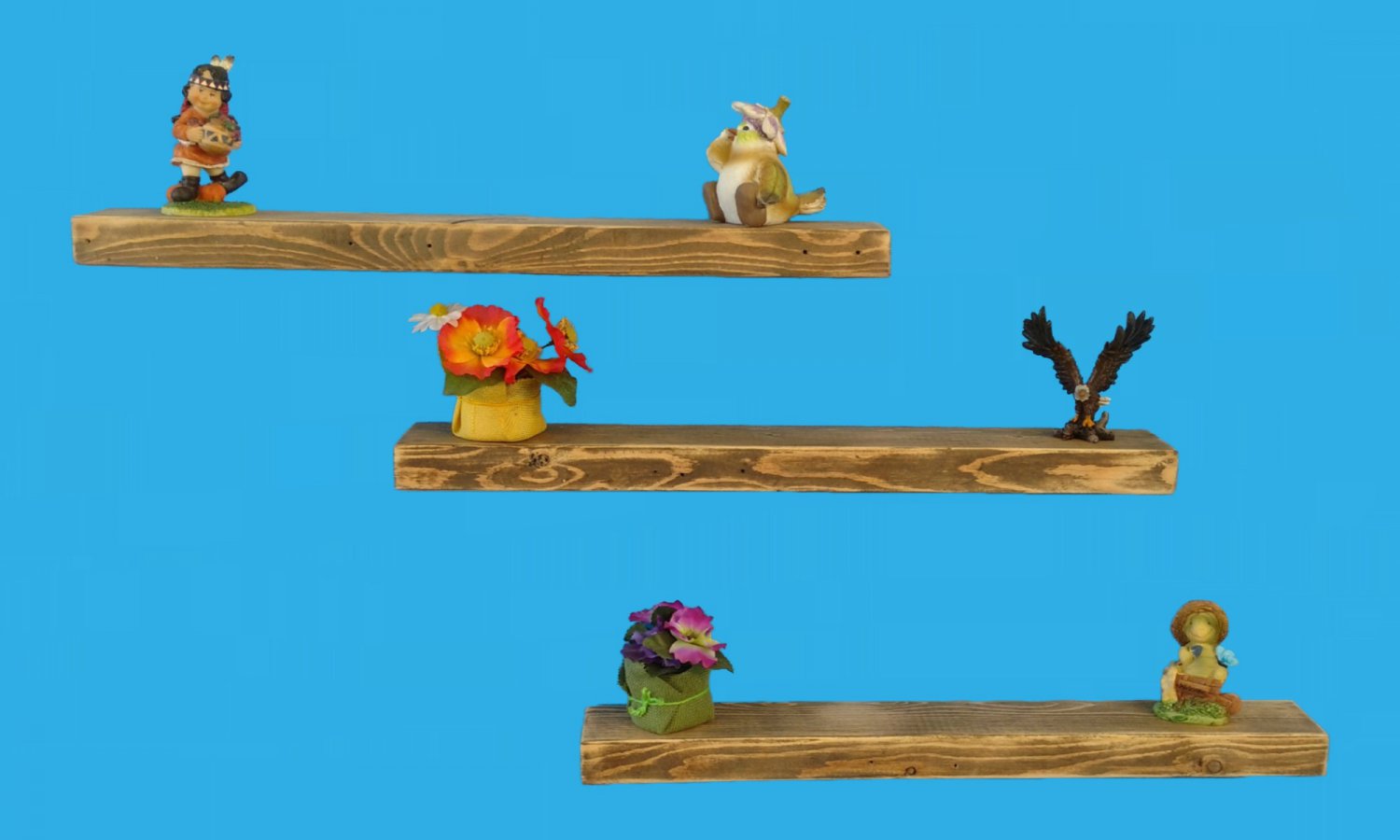 24" reclaimed wood floating shelves