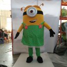Custom made girl Minion in green dress mascot costume for adult and children