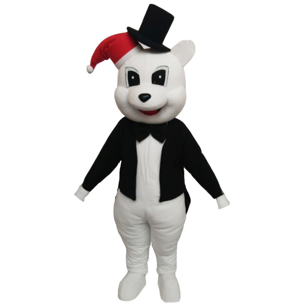 Custom made Christmas White Bear with suit for Christmas party