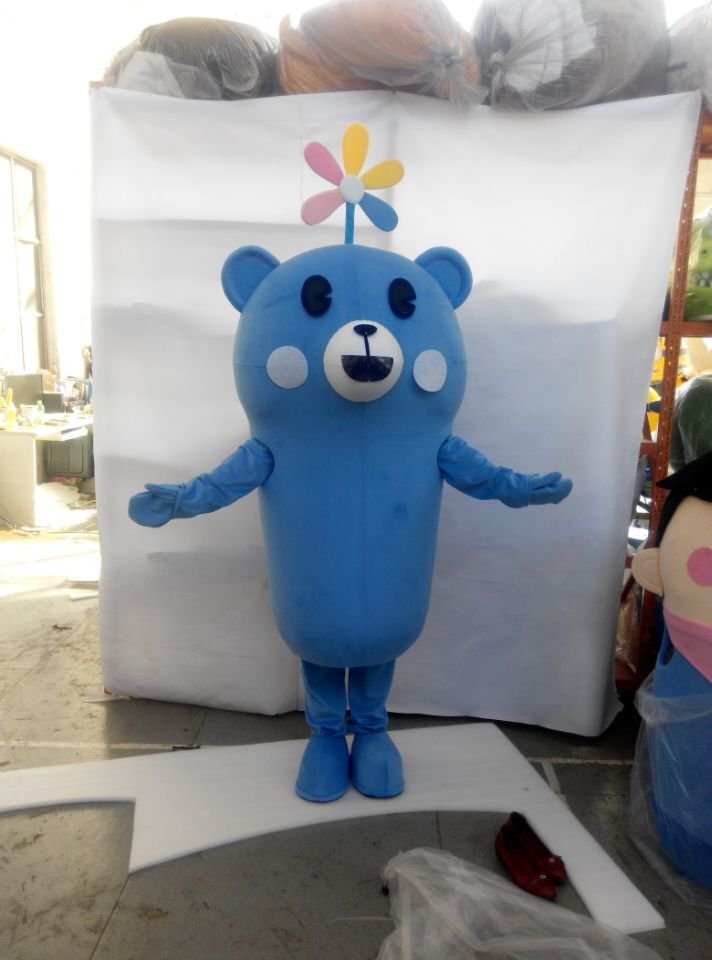 Custom made Lovely Cute Blue Bear mascot costume for party