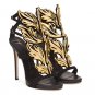 *Brand New*Authentic Giuseppe Zanotti's Black suede upper Pump Gold-metal 'Cruel